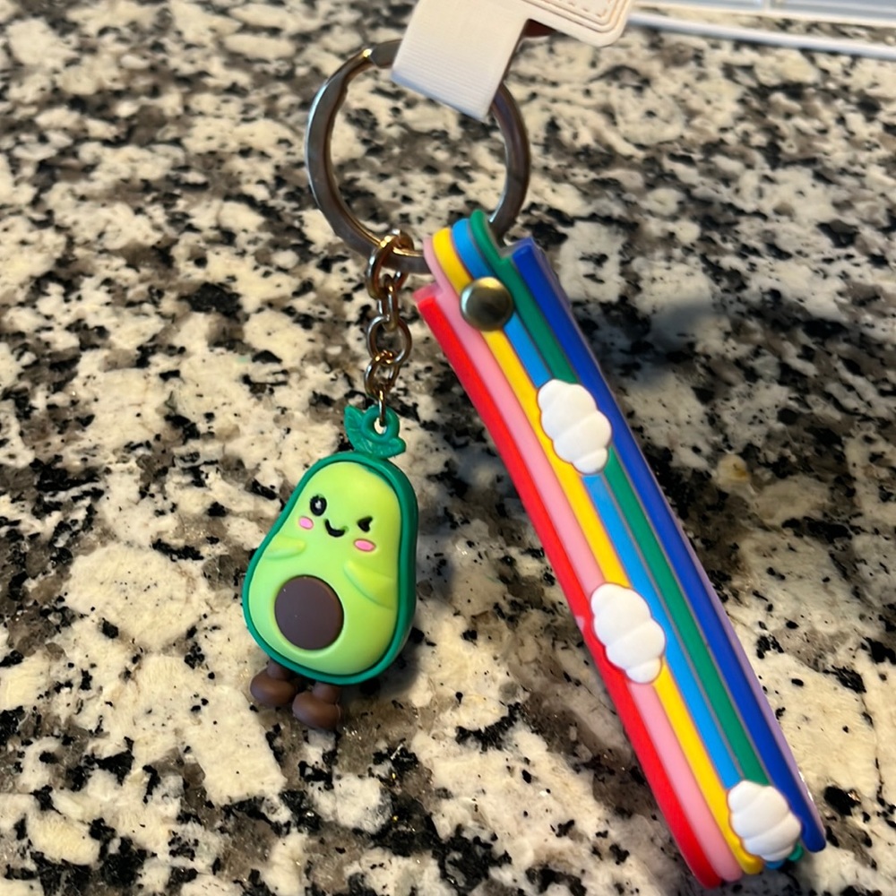 New Avocado keychain with Rainbow Strap